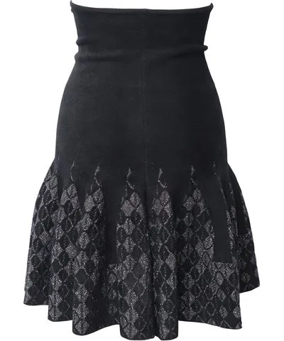 Rm By Roland Mouret Roland Mouret Fluted Godet Skirt in Black Viscose