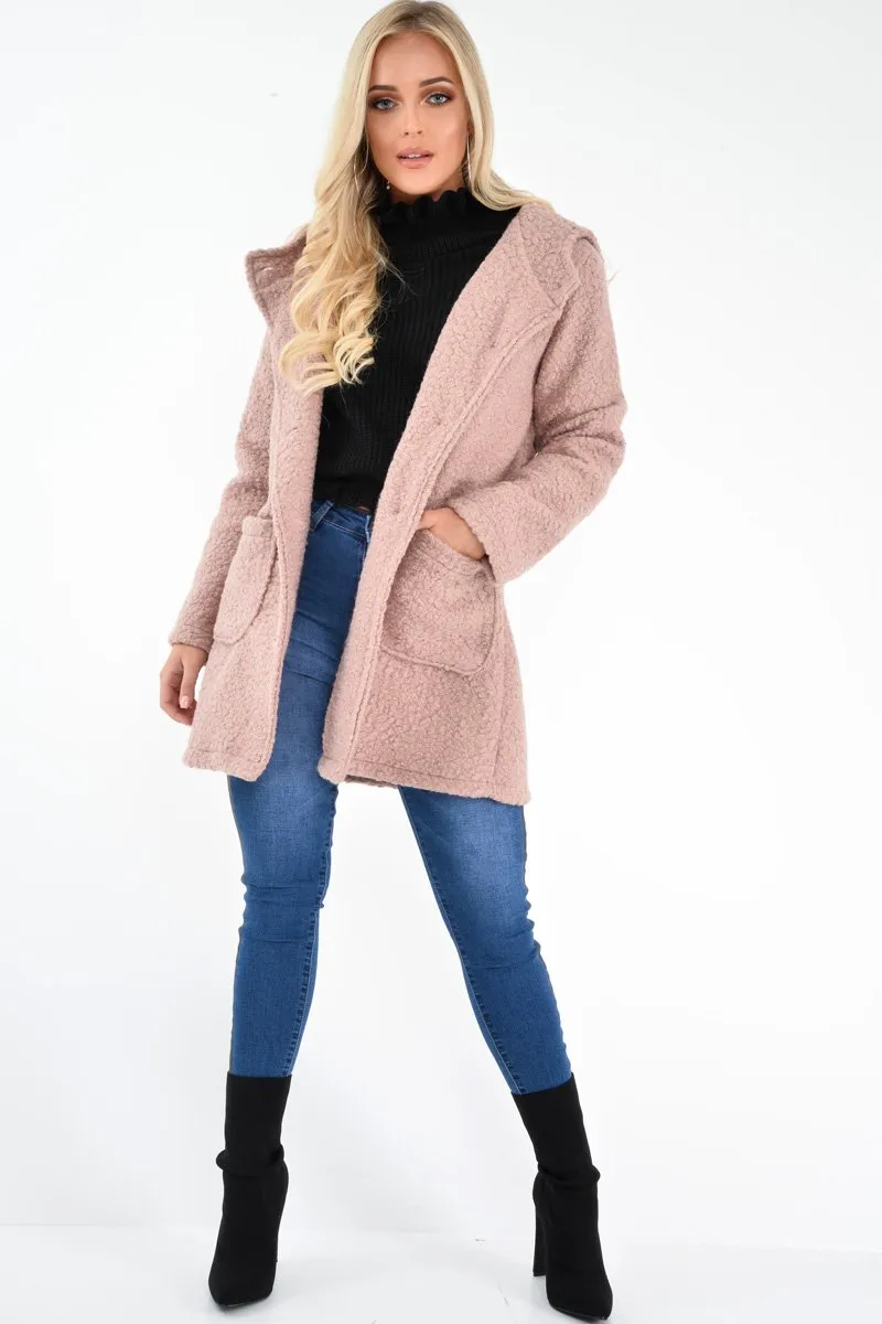 Rose Borg Button Front Hooded Coat - Idaliz