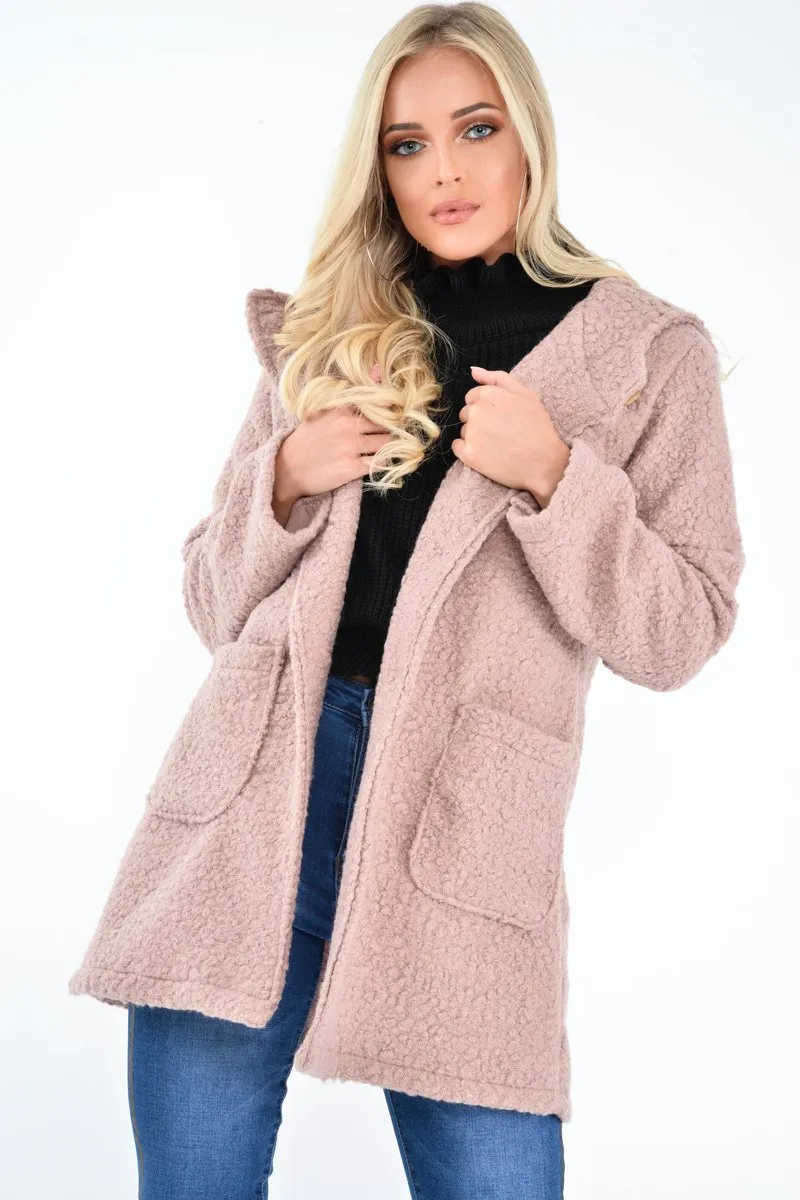 Rose Borg Button Front Hooded Coat - Idaliz