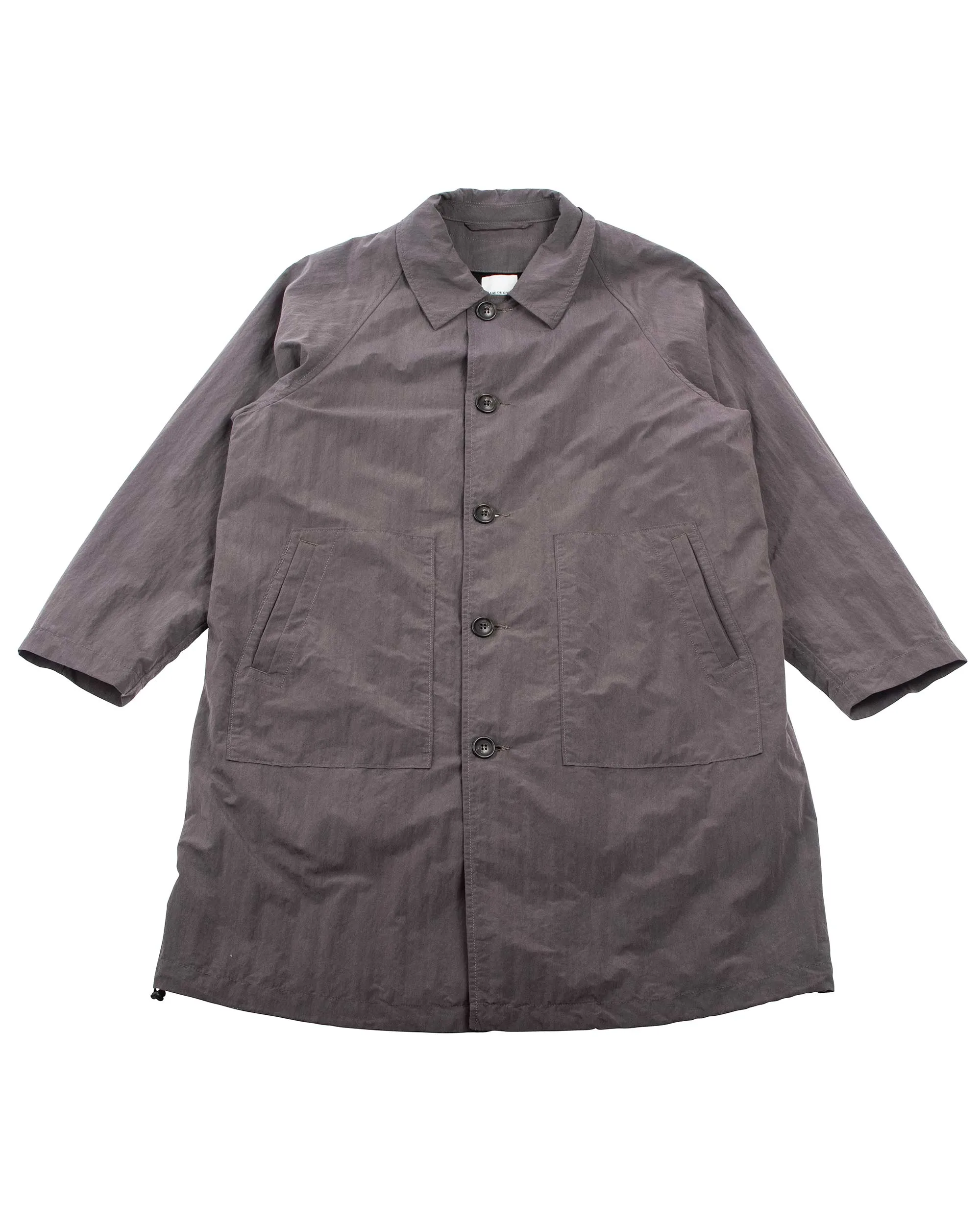 Sage de Cret Stand Fall Collar Coat With Liner Charcoal Cotton/Nylon Typewriter