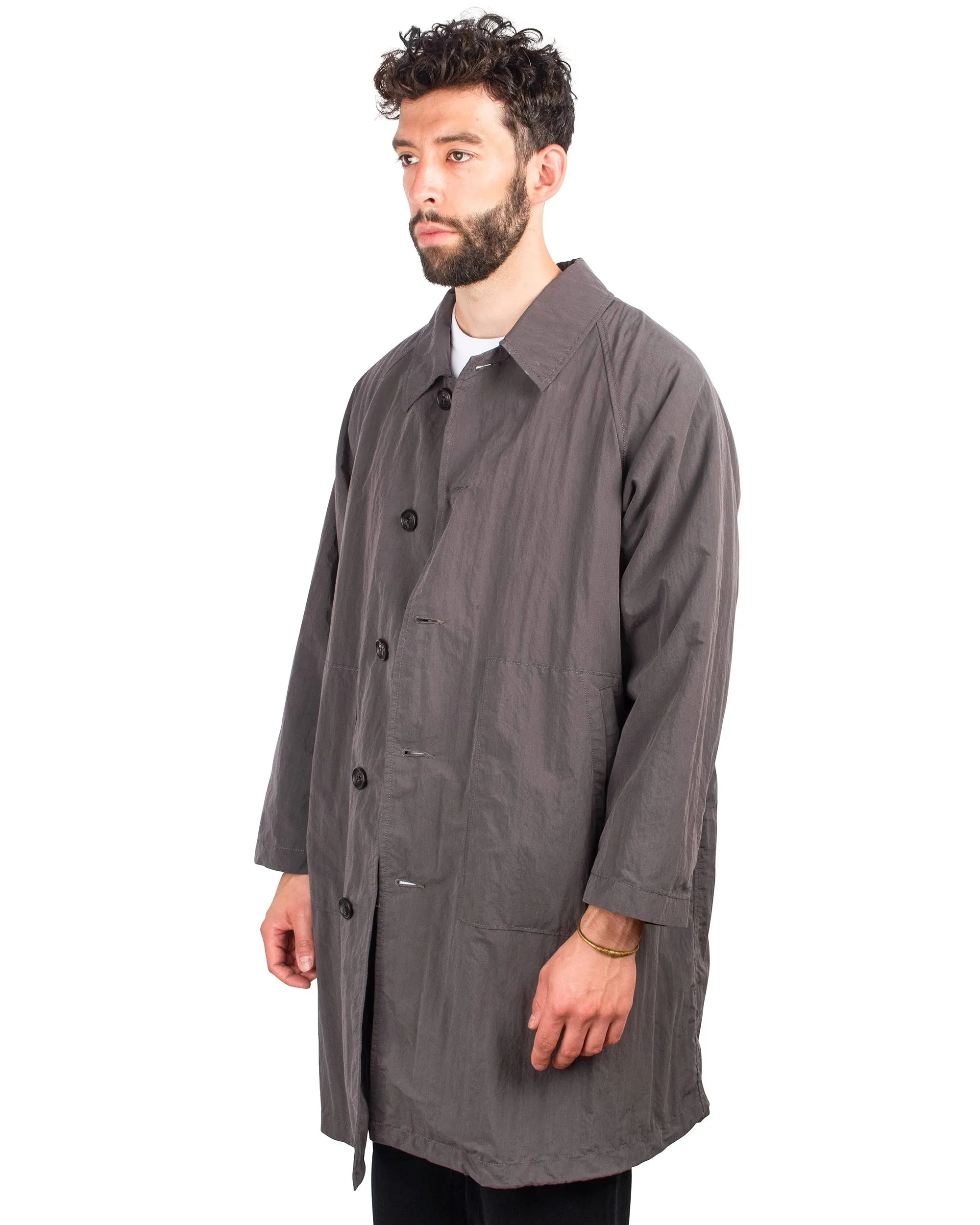 Sage de Cret Stand Fall Collar Coat With Liner Charcoal Cotton/Nylon Typewriter