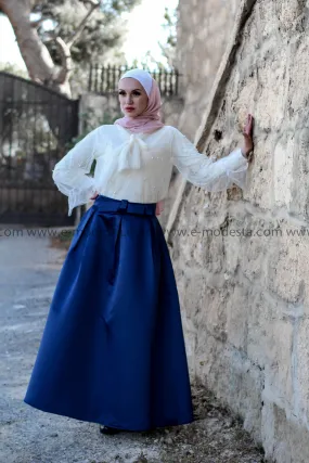 SALE Color Long High Waist Modest Maxi Skirt - Soft Satin