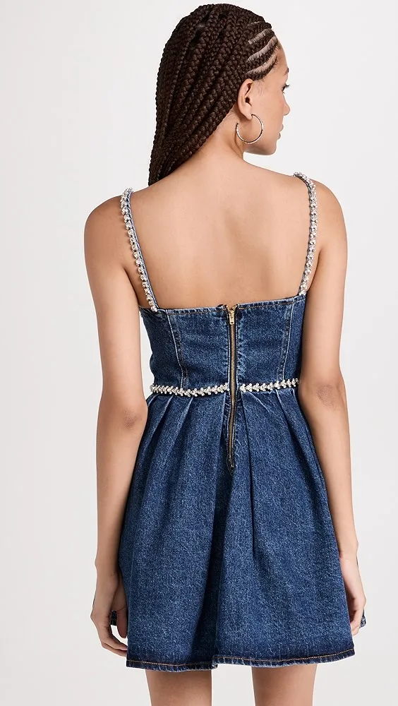 Self Portrait   Diamante Detail Denim Mini Dress 