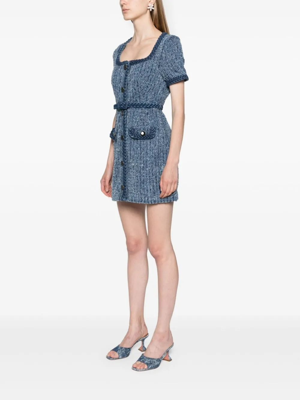 Self Portrait    Self Portrait Textured Denim Mini Dress