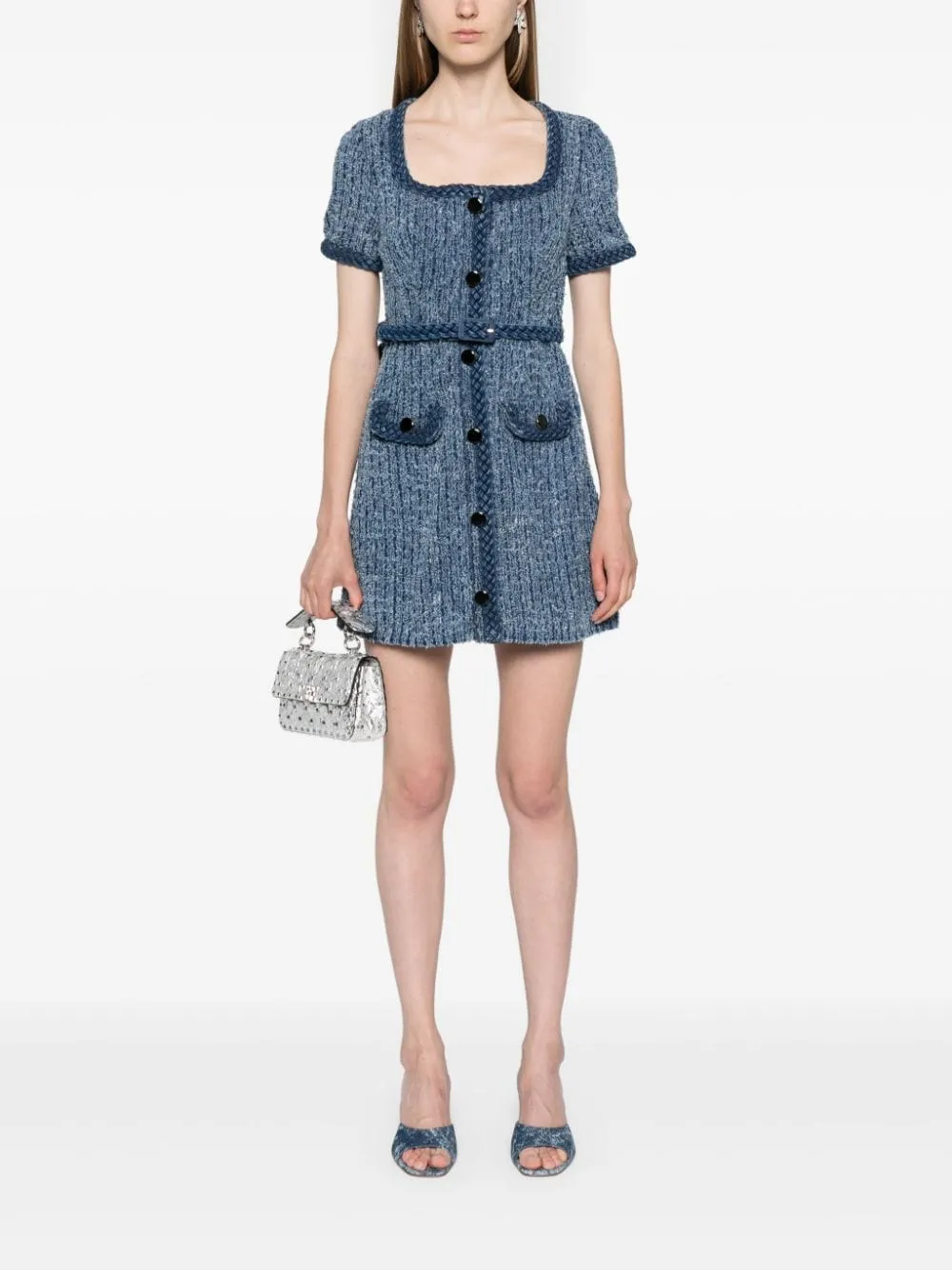 Self Portrait    Self Portrait Textured Denim Mini Dress