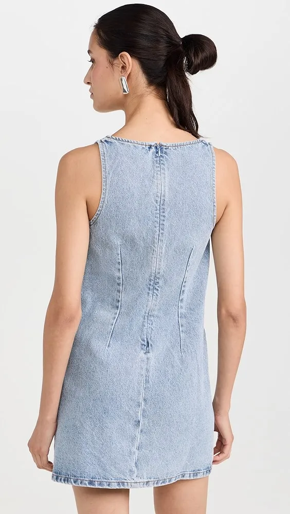 Self Portrait   Square Rhinestone Denim Mini Dress 