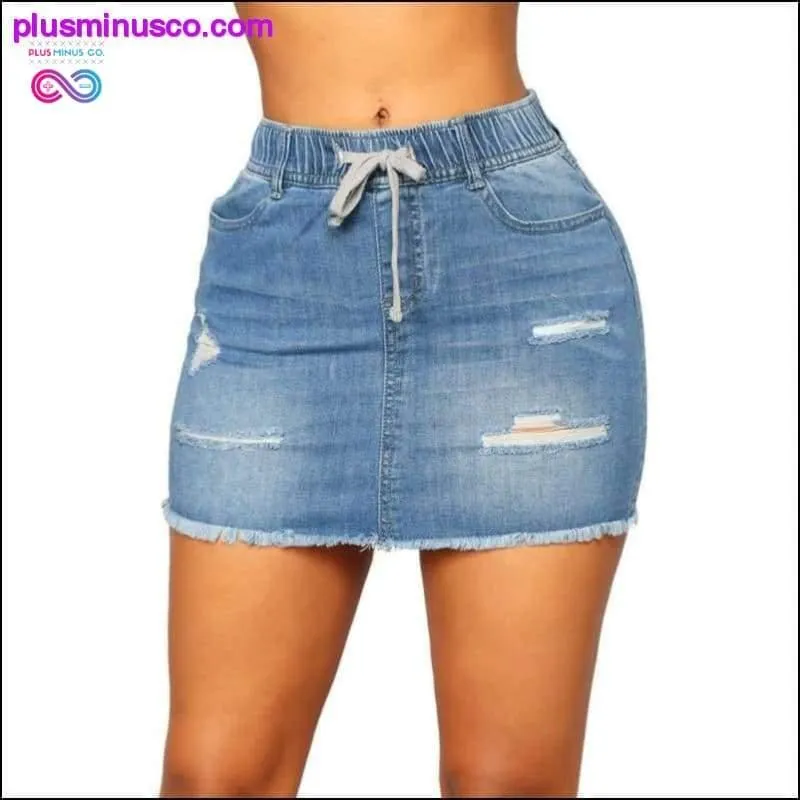 Sexy Women Fashion Elastic High Waist denim skirts Pockets