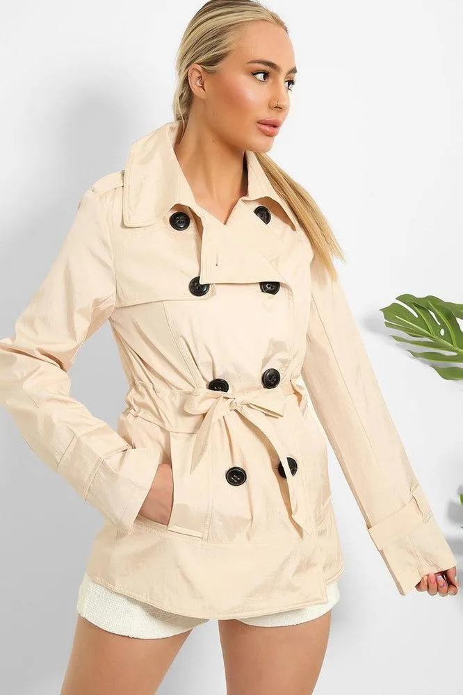 Shimmer Cream Double Breasted Gabardine Jacket