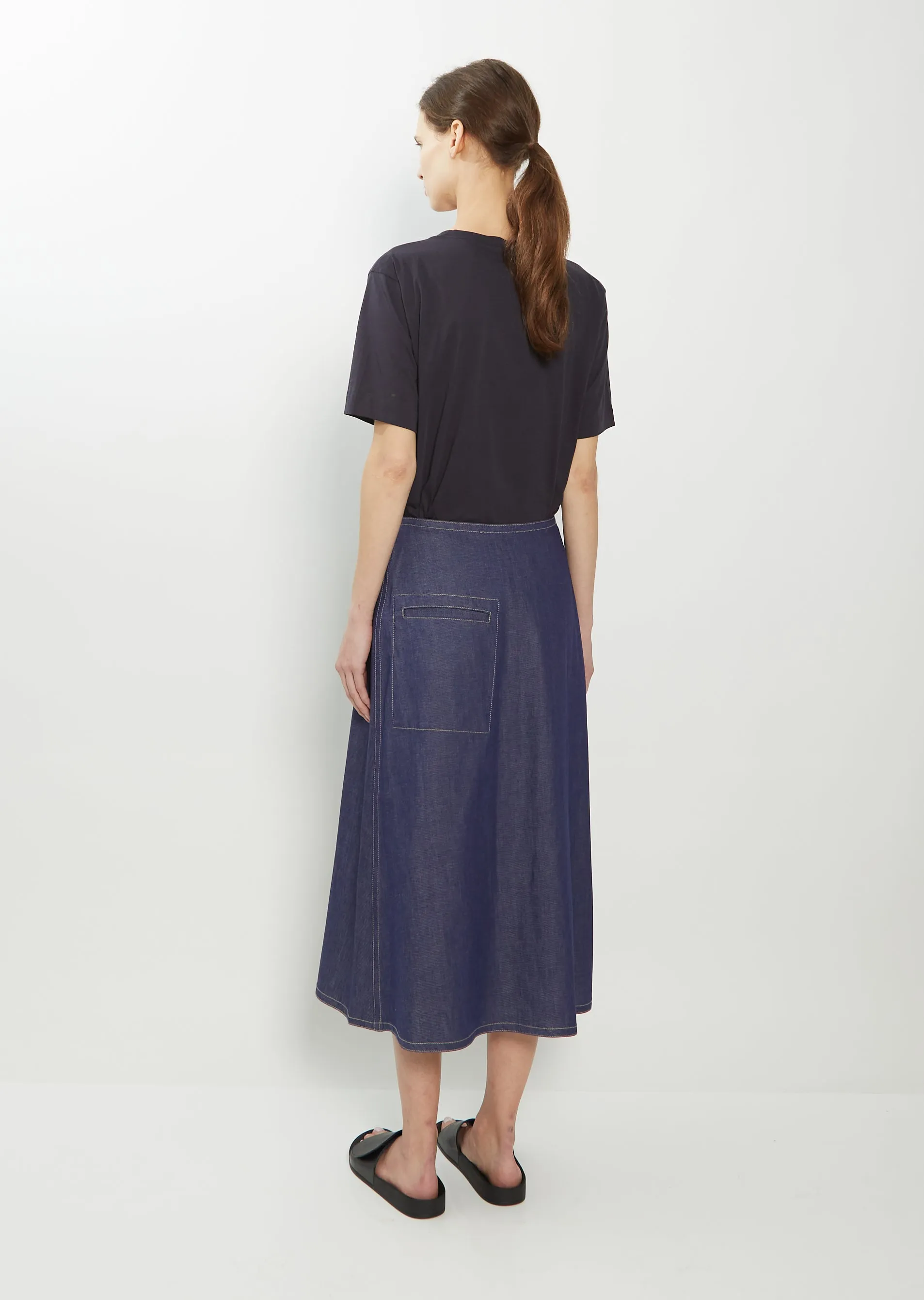 Sing Wrap Denim Skirt — Indigo