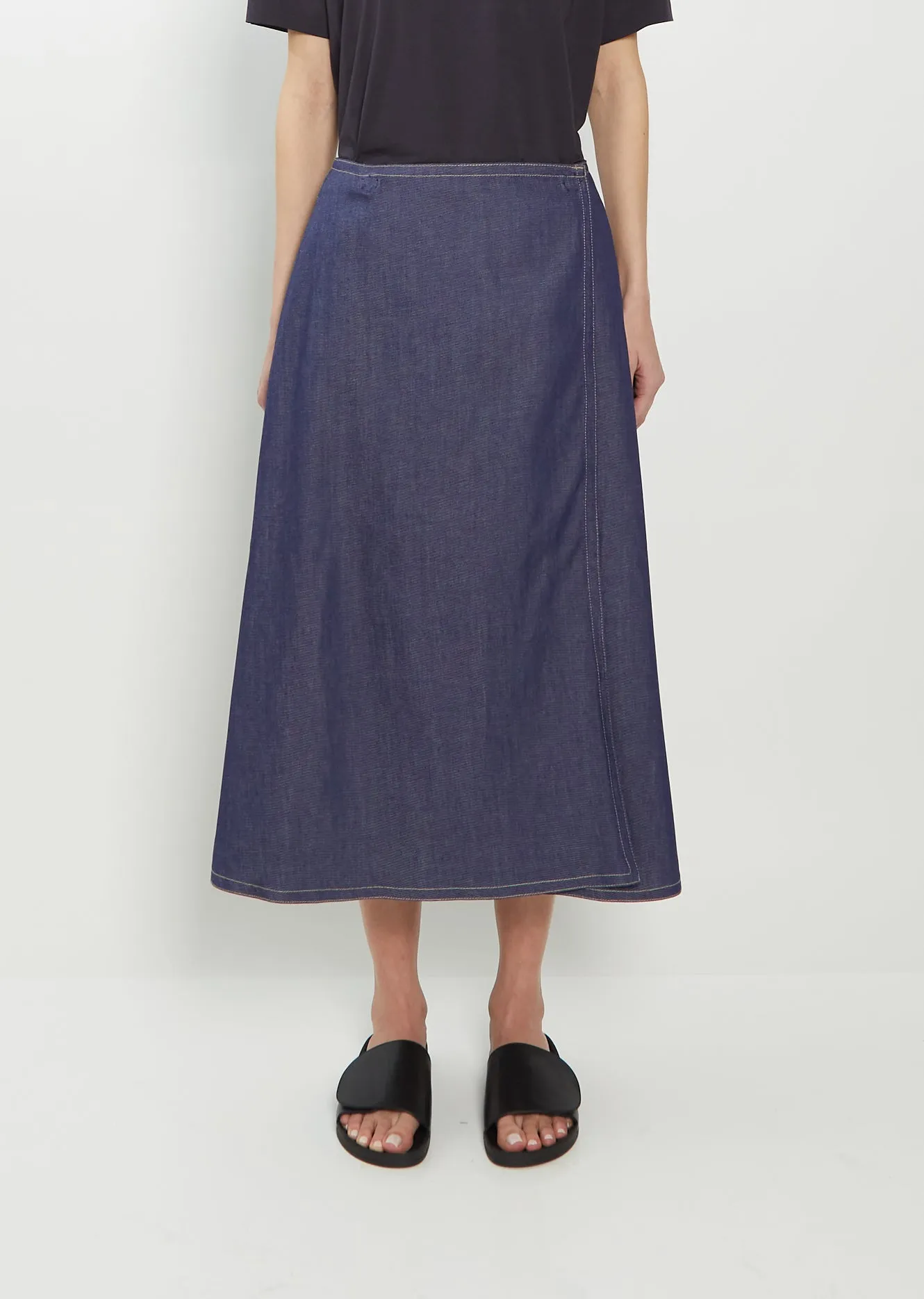 Sing Wrap Denim Skirt — Indigo