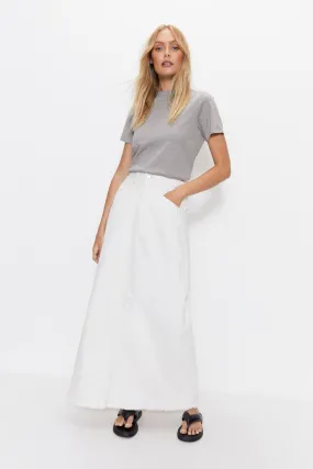 Skirts | Denim Fluted Maxi Skirt | Warehouse