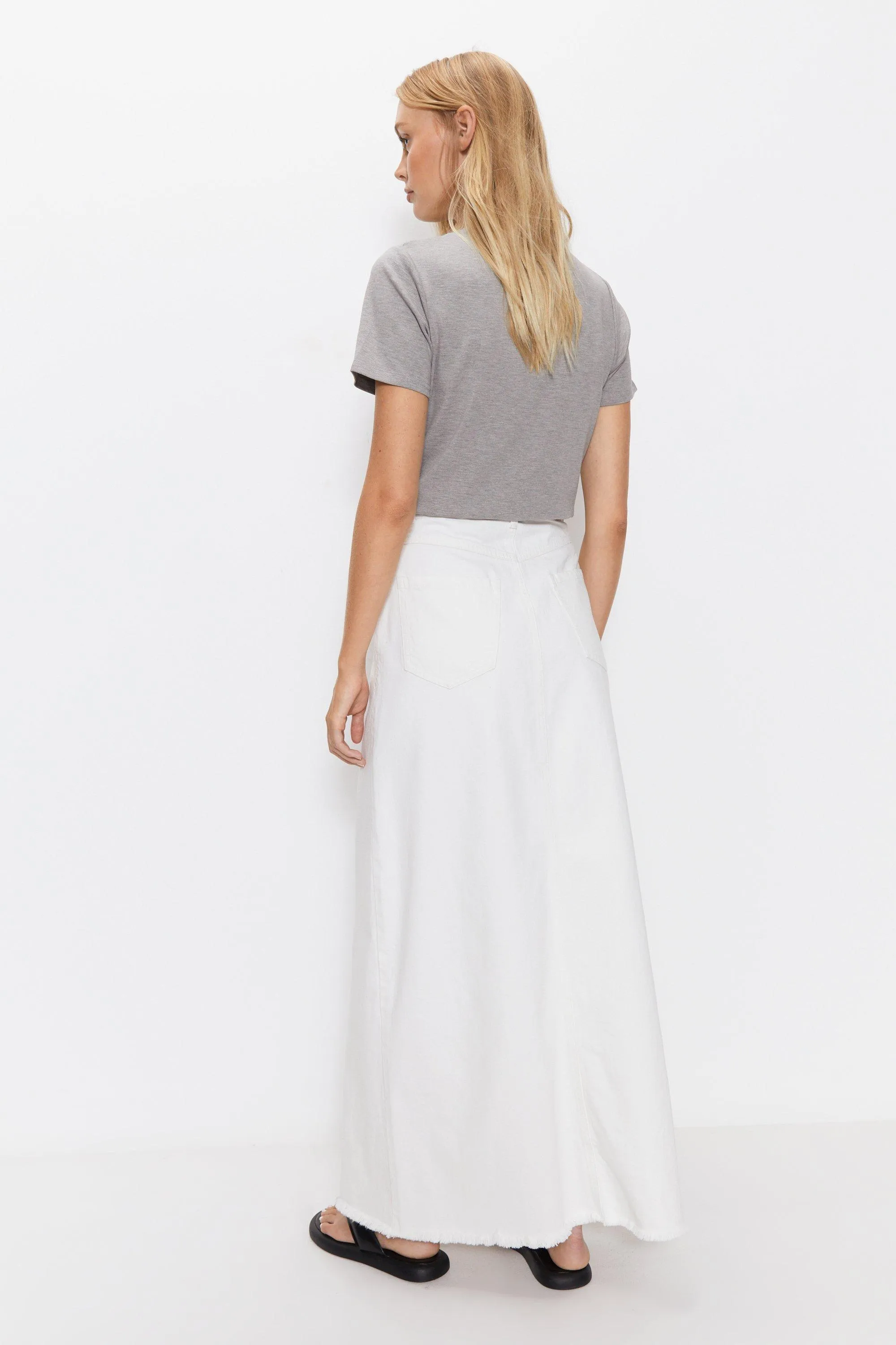 Skirts | Denim Fluted Maxi Skirt | Warehouse