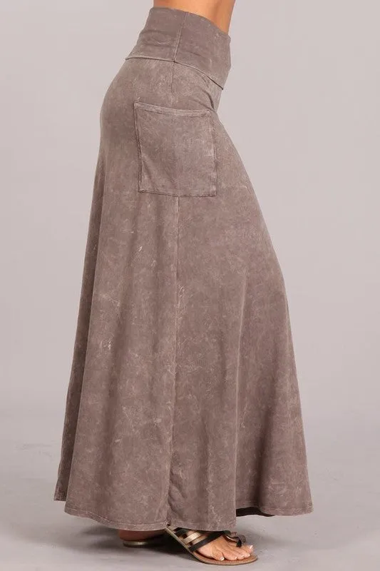 Soft Stretchy Mineral Wash Long Skirt