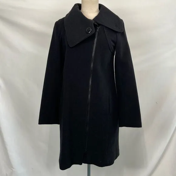 Soia&Kyo Black Side Zip 3/4 Wool Blend Coat