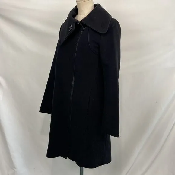 Soia&Kyo Black Side Zip 3/4 Wool Blend Coat