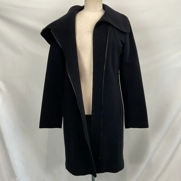 Soia&Kyo Black Side Zip 3/4 Wool Blend Coat