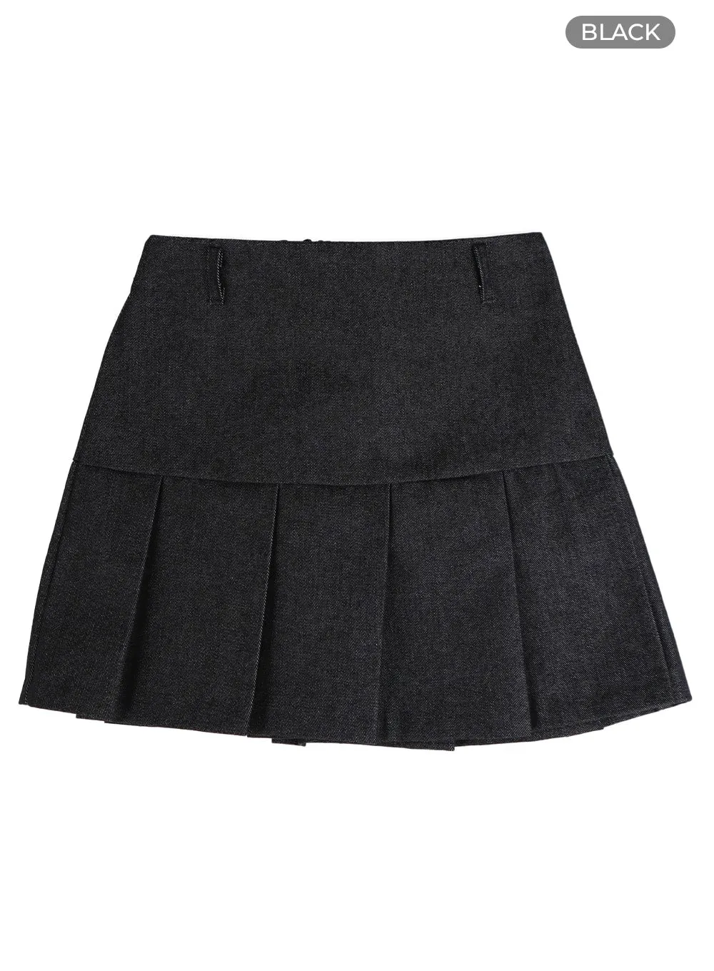 Solid Pleated Cotton Mini Skirt IM406