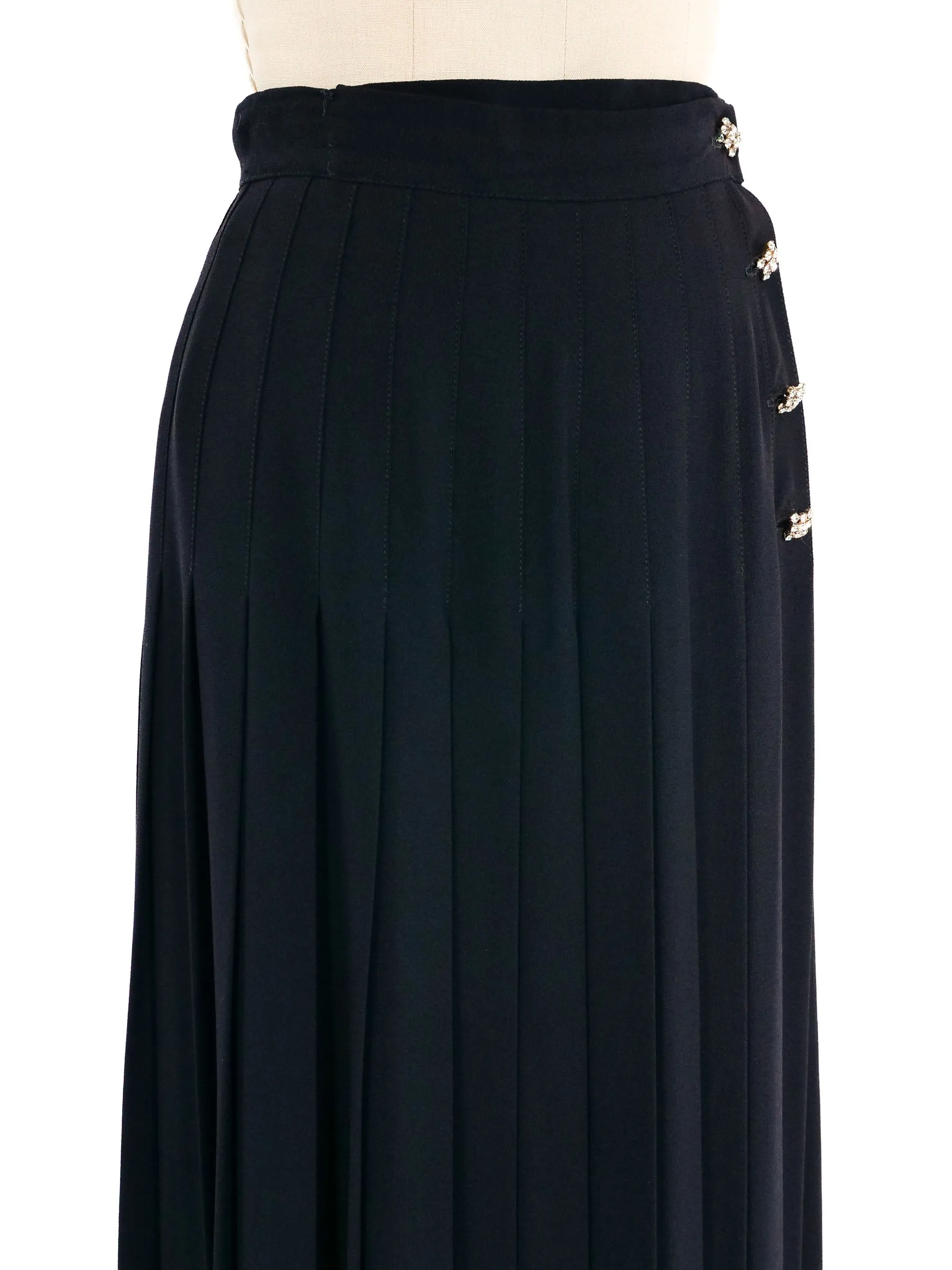 Sonia Rykiel Pleated Black Midi Skirt