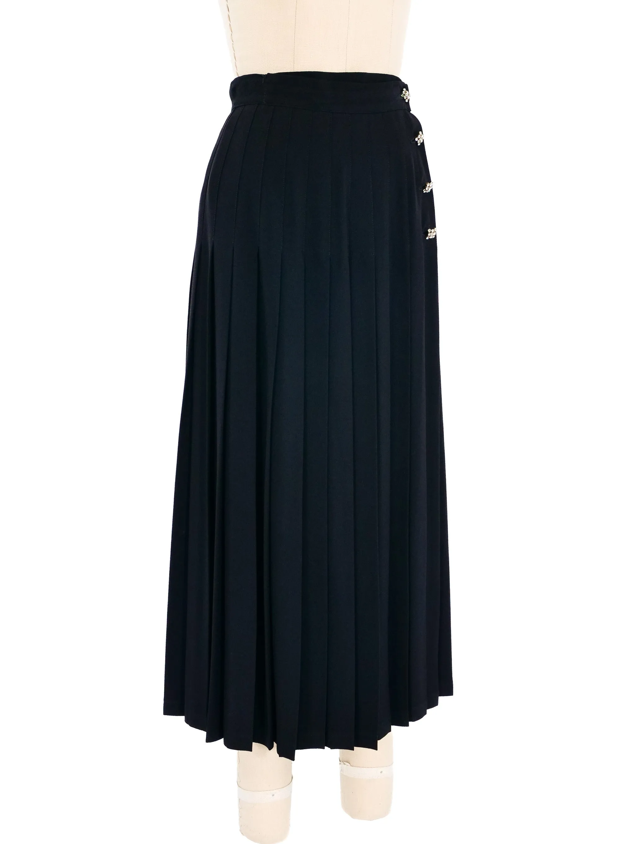 Sonia Rykiel Pleated Black Midi Skirt