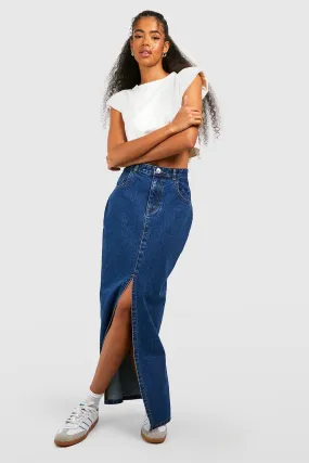 Split Front Denim Maxi Skirt