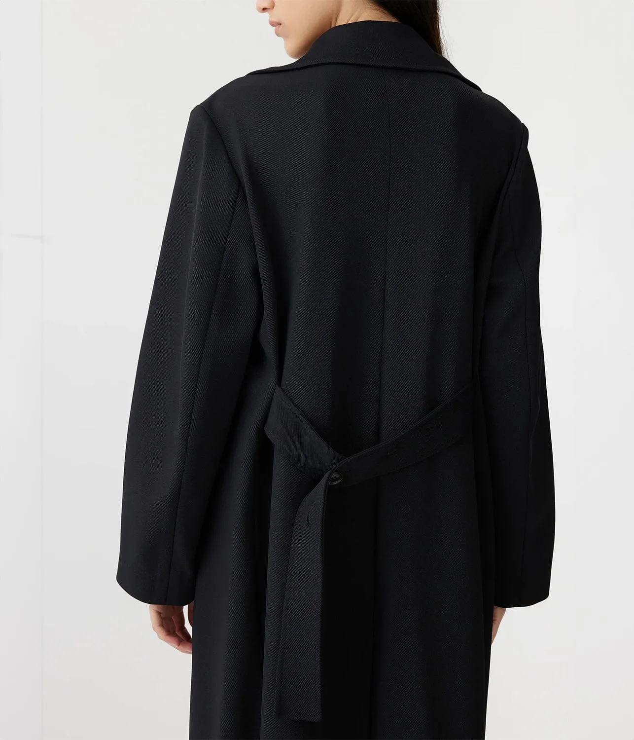 STRETCH TWILL TRENCH COAT- BLACK