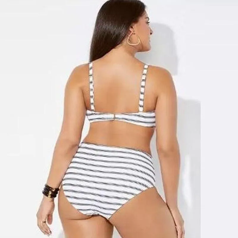 Striped High-Waist Bikini Set