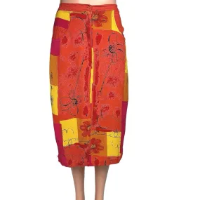 Styleworks Newport Multicolor Neon Boho Patchwork Floral Pockets Midi Skirt Sz 6