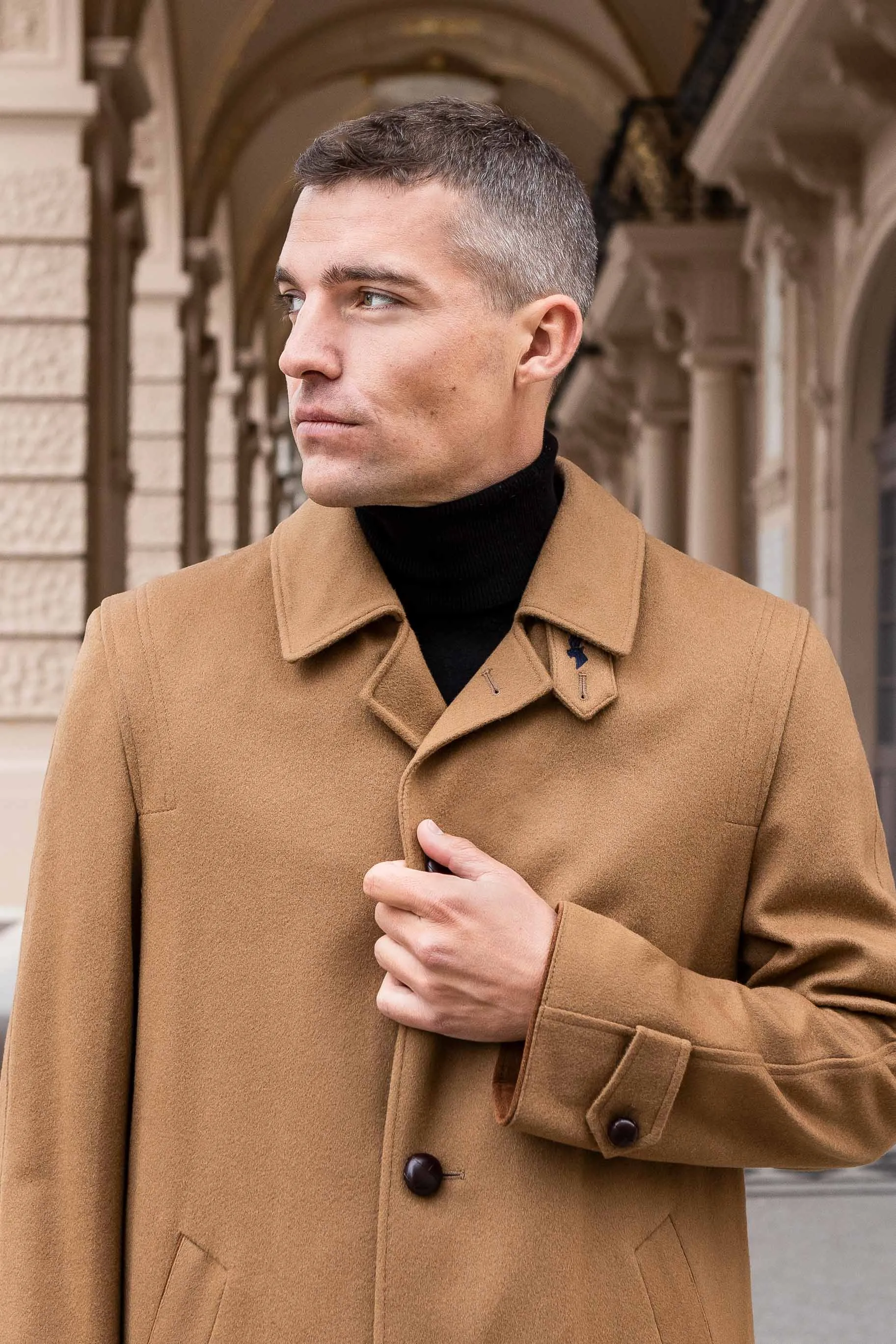 Sud Tiroler - Men's Loden Overcoat in Camel with zip out lining