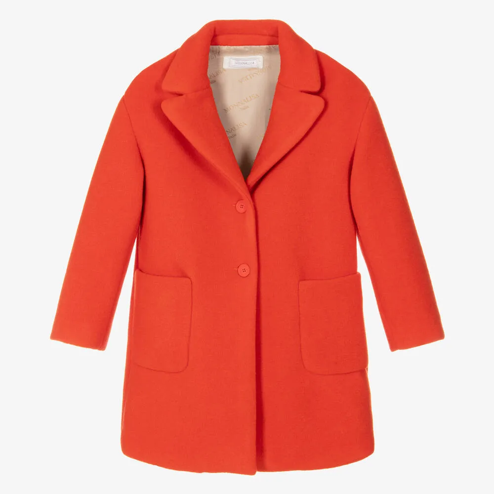 Teen Girls Orange Felted Overcoat