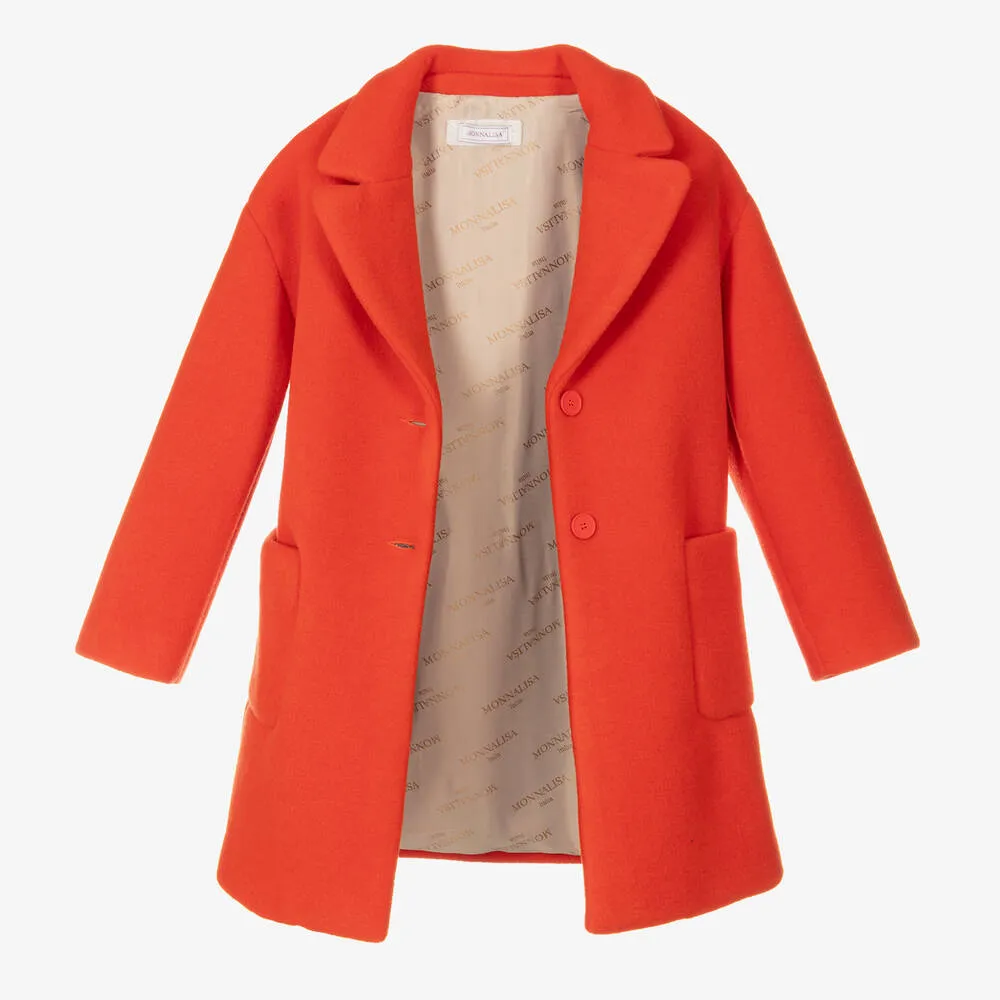 Teen Girls Orange Felted Overcoat