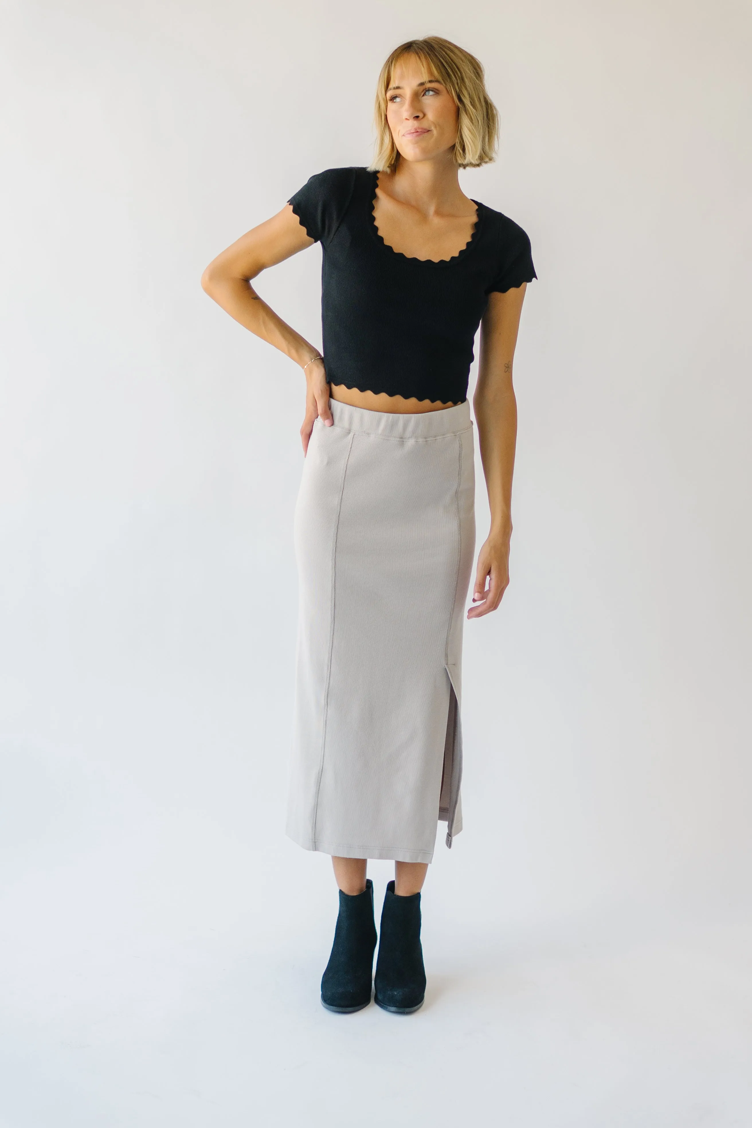 The Alpharetta Knit Skirt in Light Grey