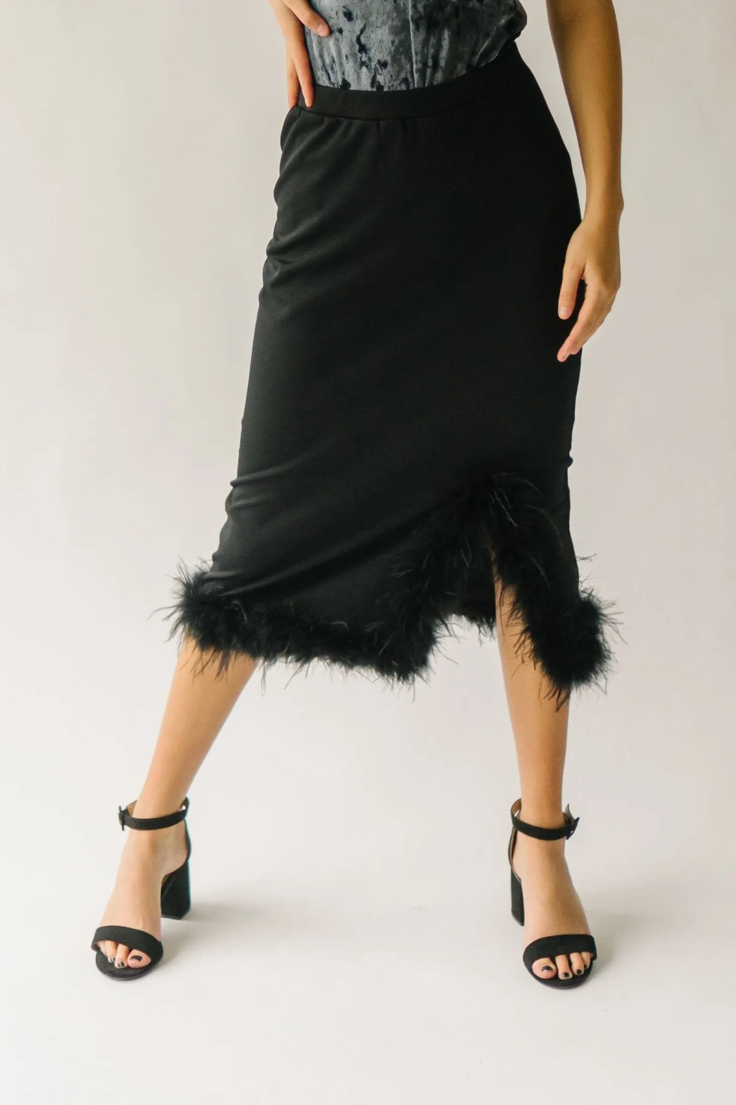 The Atkinson Fur Detail Skirt in Black