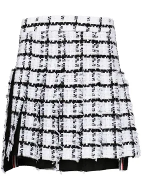 Thom Browne checked tweed pleated skirt - Black