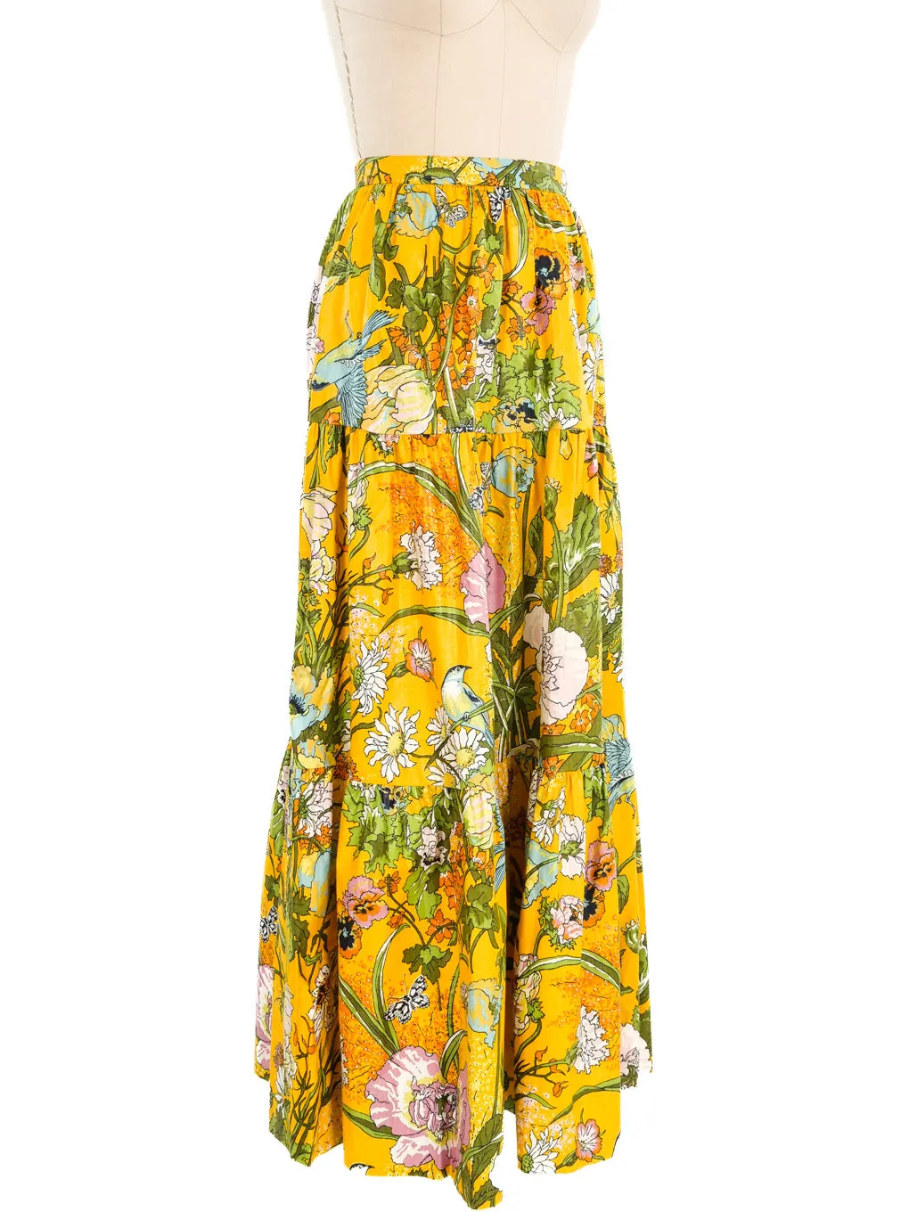 Tiered Floral Print Maxi Skirt