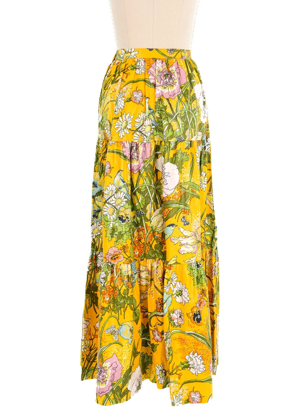 Tiered Floral Print Maxi Skirt