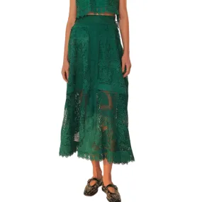 TOUCAN GUIPURE MIDI SKIRT GREEN