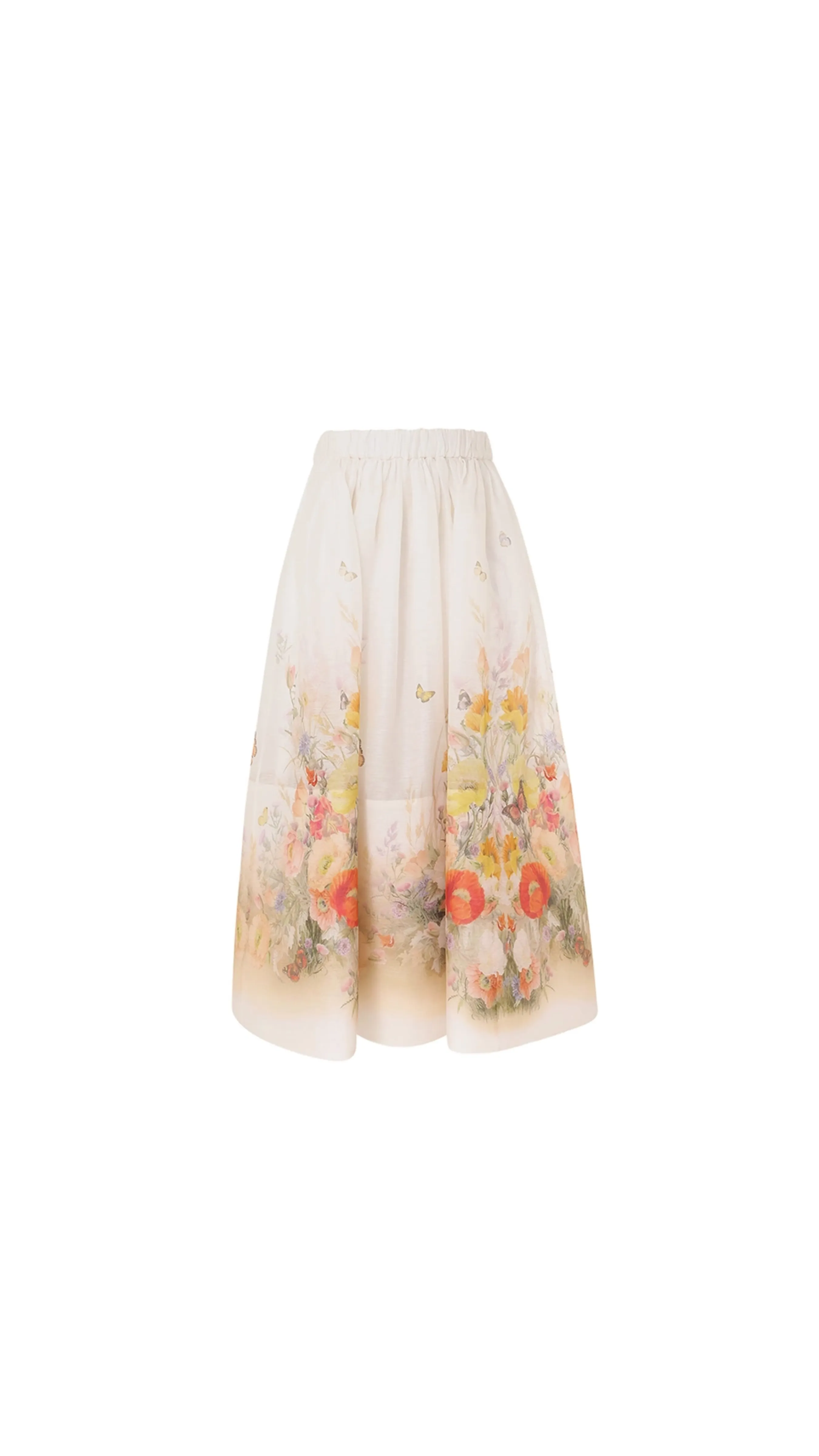 Tranquillity Midi Skirt - Red Butterflies