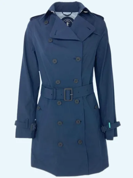 TRENCH DONNA BLU DOPPIOPETTO CON CINTURA