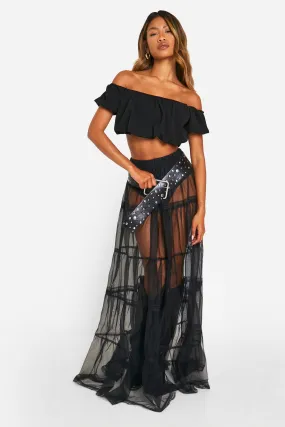 Tulle Lace Maxi Skirt