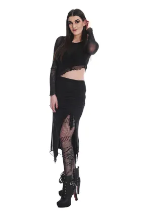 Umbra Mesh Black Ruched Skirt