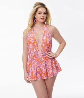 Unique Vintage Bohemian Floral Skirted Wendy Swimsuit