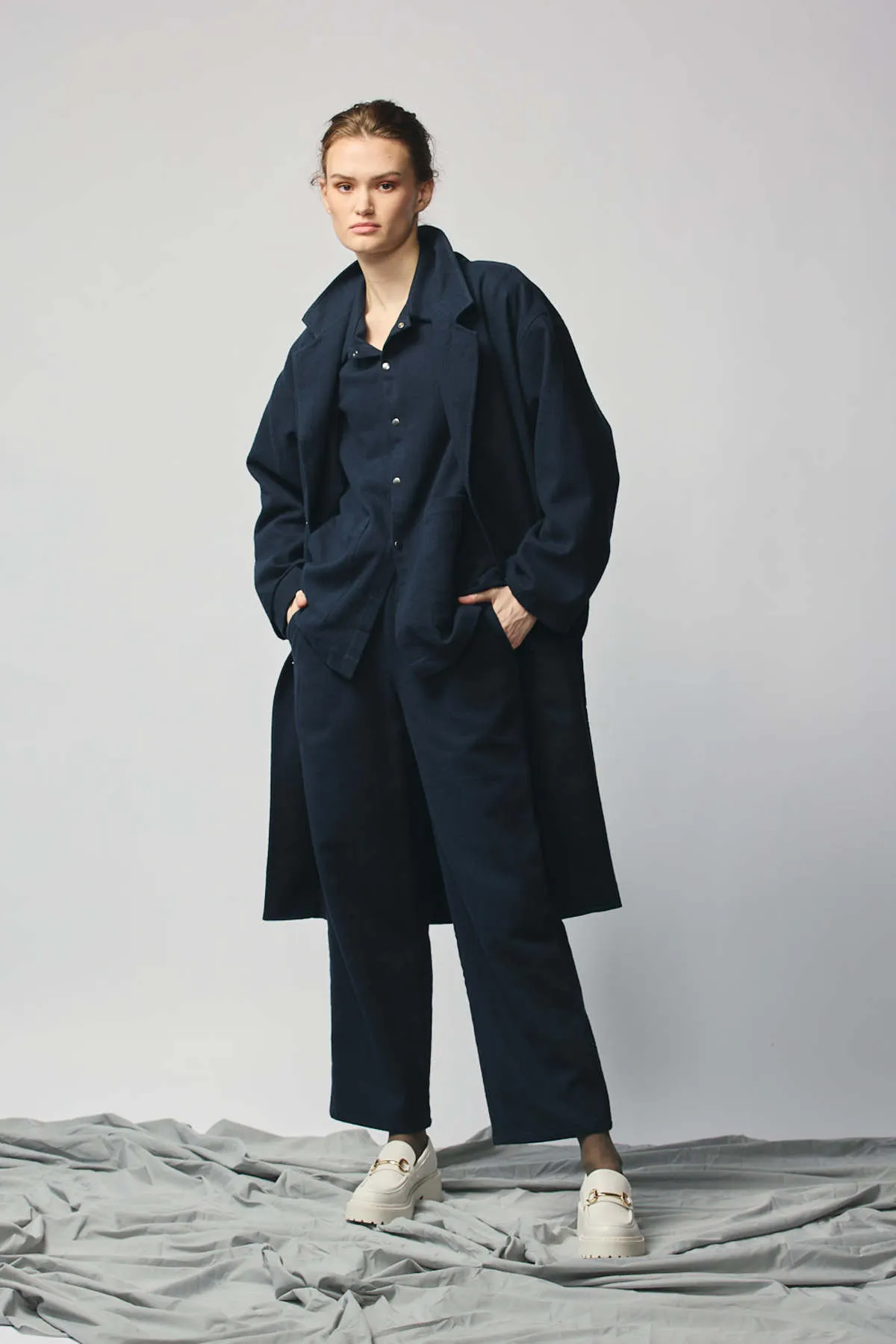 Unisex Devlyn Van Loon Gender Neutral Overcoat - Navy