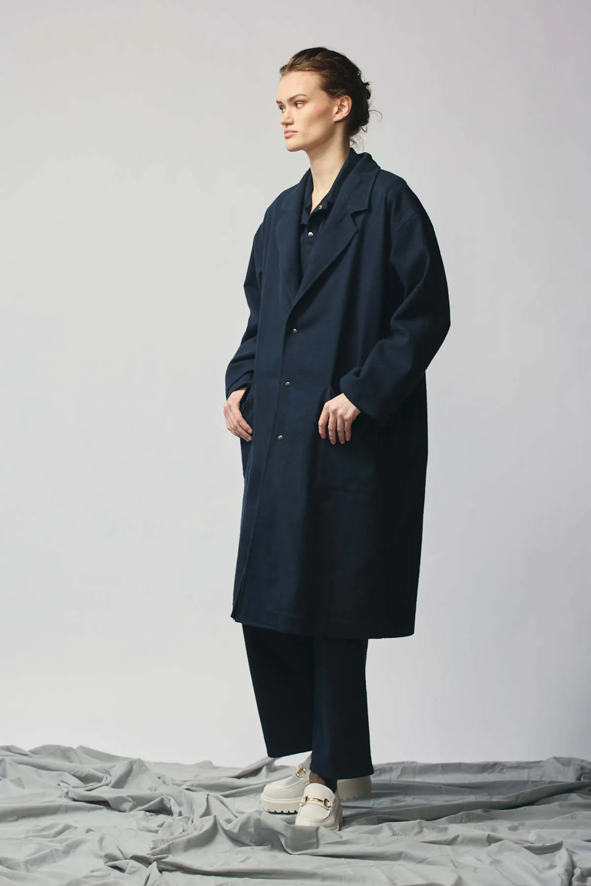 Unisex Devlyn Van Loon Gender Neutral Overcoat - Navy