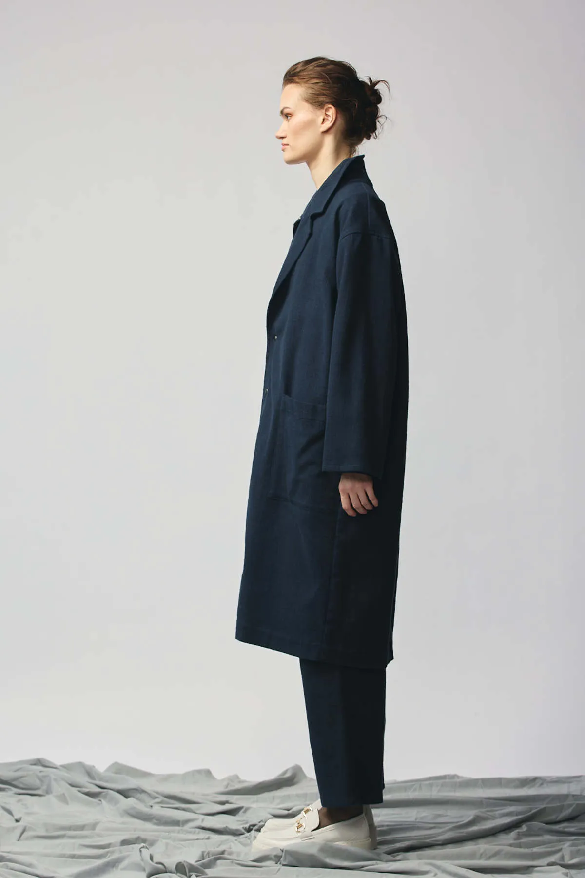 Unisex Devlyn Van Loon Gender Neutral Overcoat - Navy