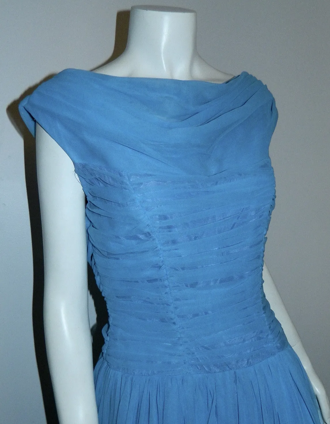 vintage 1950s sky blue formal party dress / 50s full skirted frock