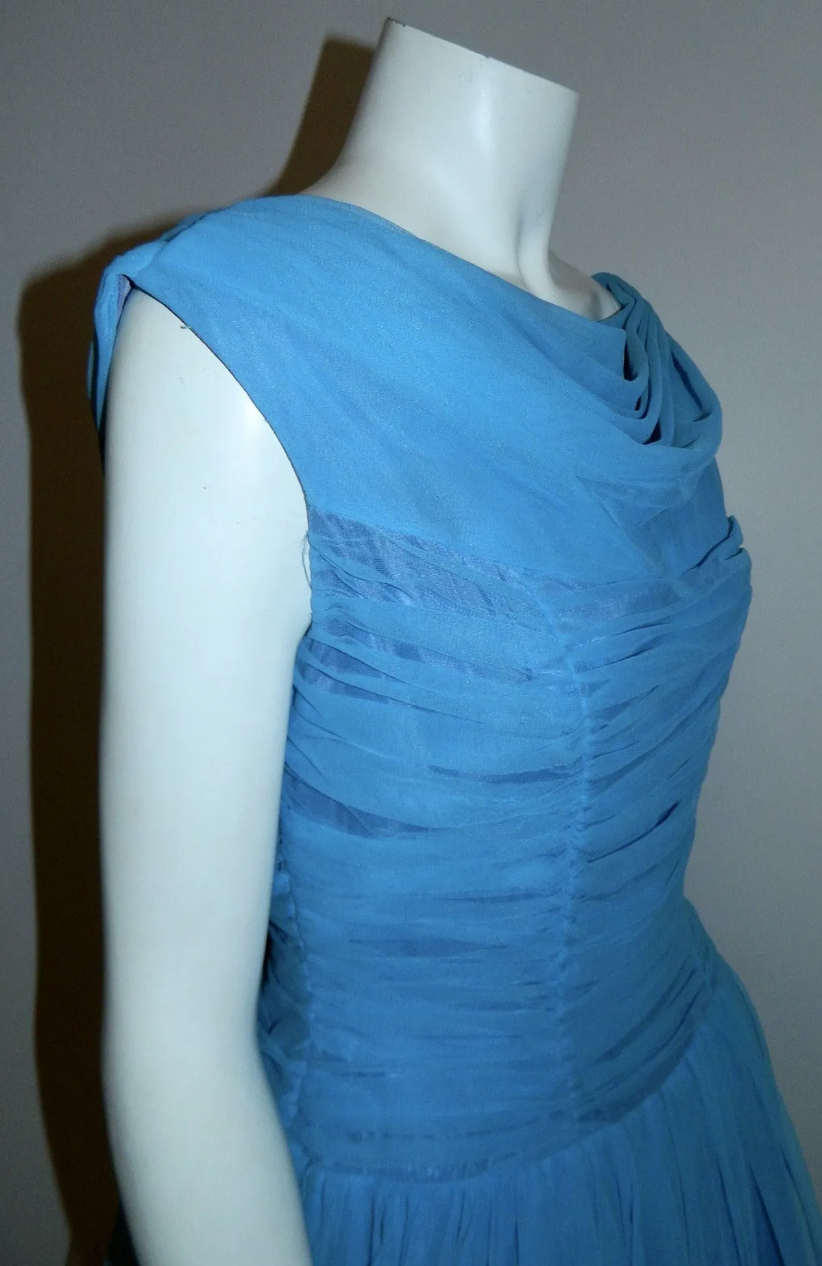 vintage 1950s sky blue formal party dress / 50s full skirted frock