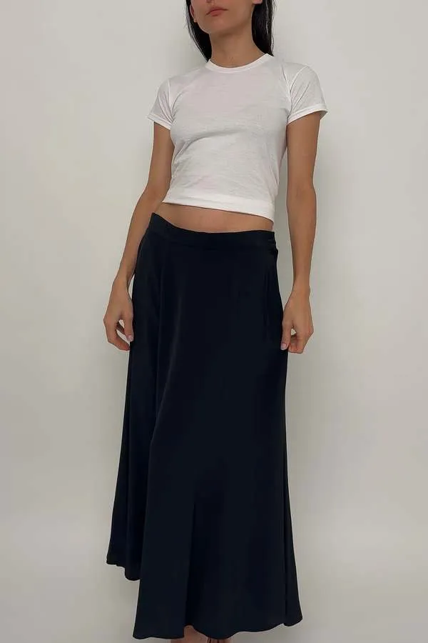 Vintage 90s Noir Flowy Maxi Skirt - Black