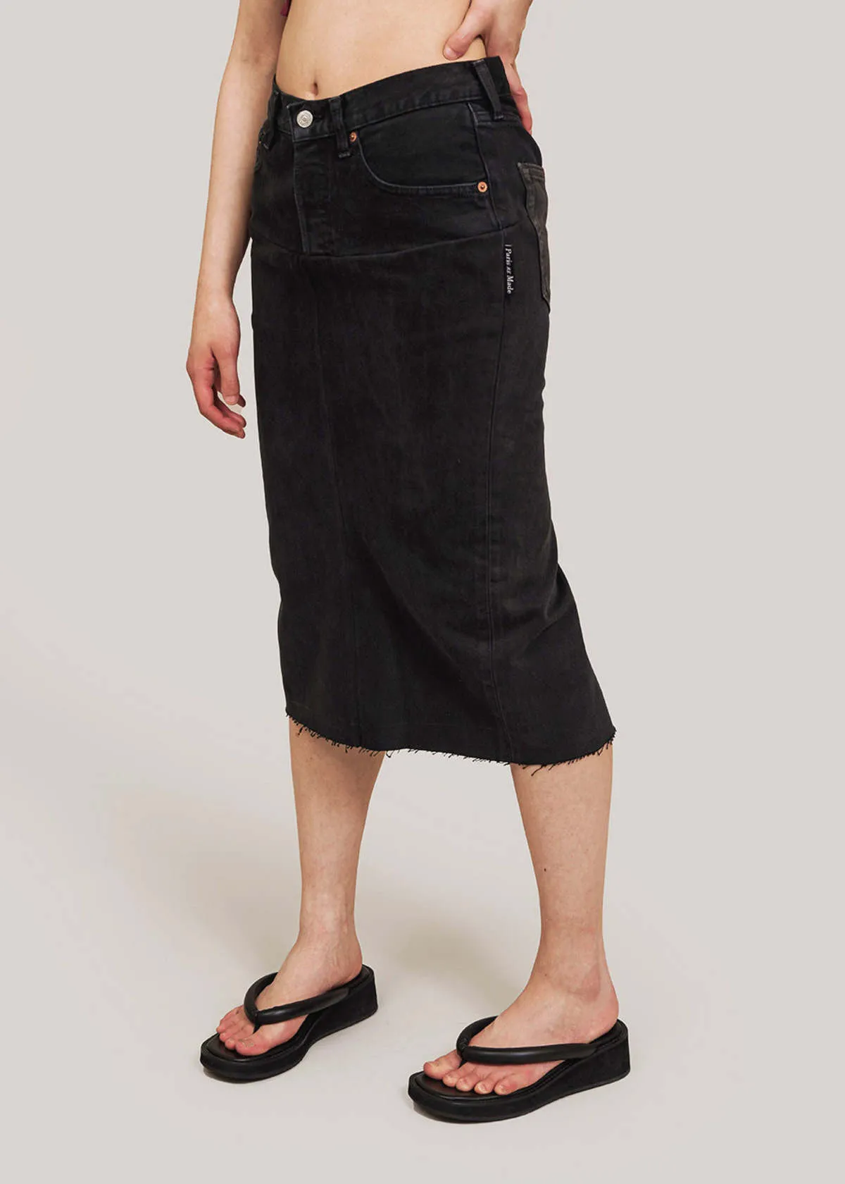 Vintage Paris RE Made Denim Skirt - Black 