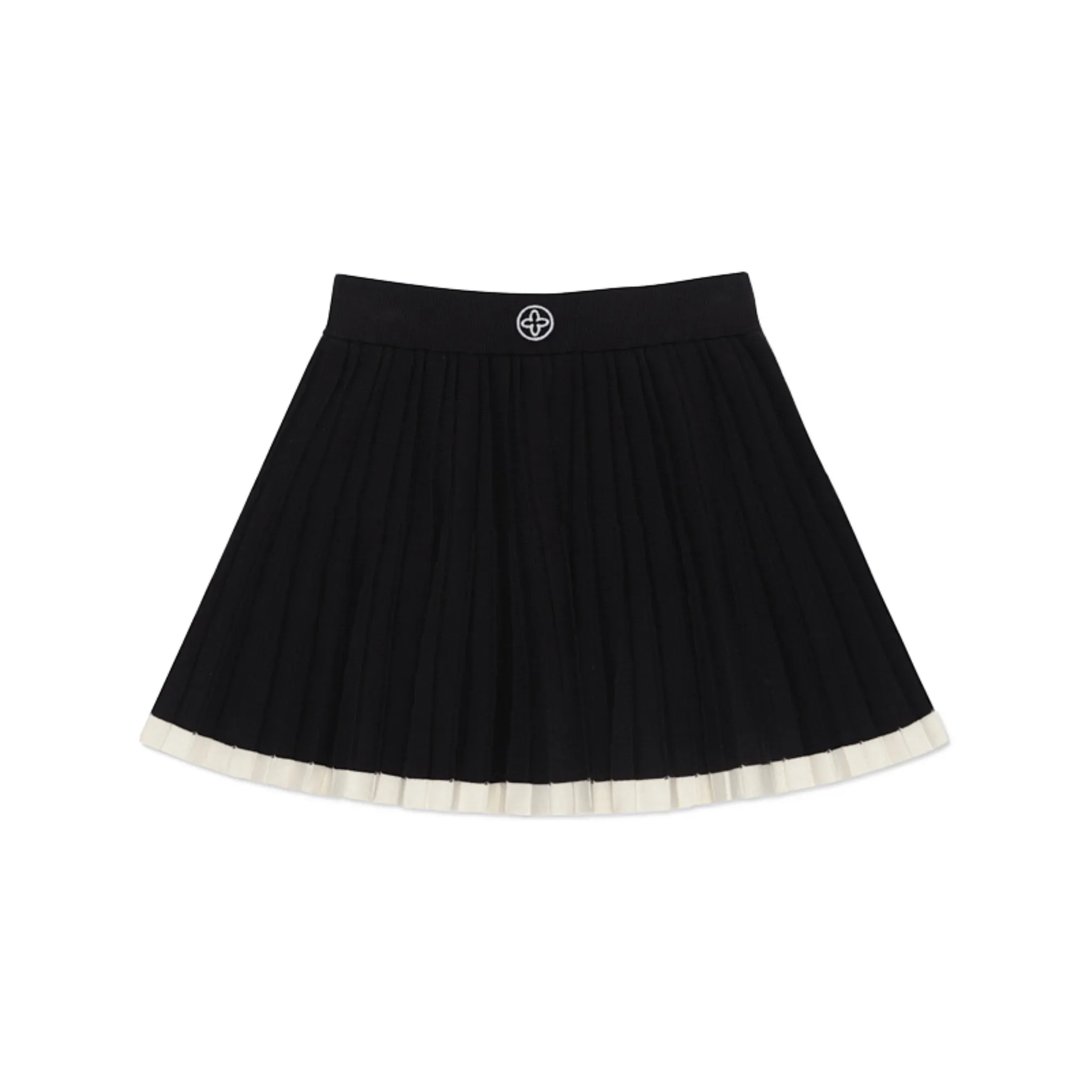 Vintage School Knit Pleated Skirt Black-