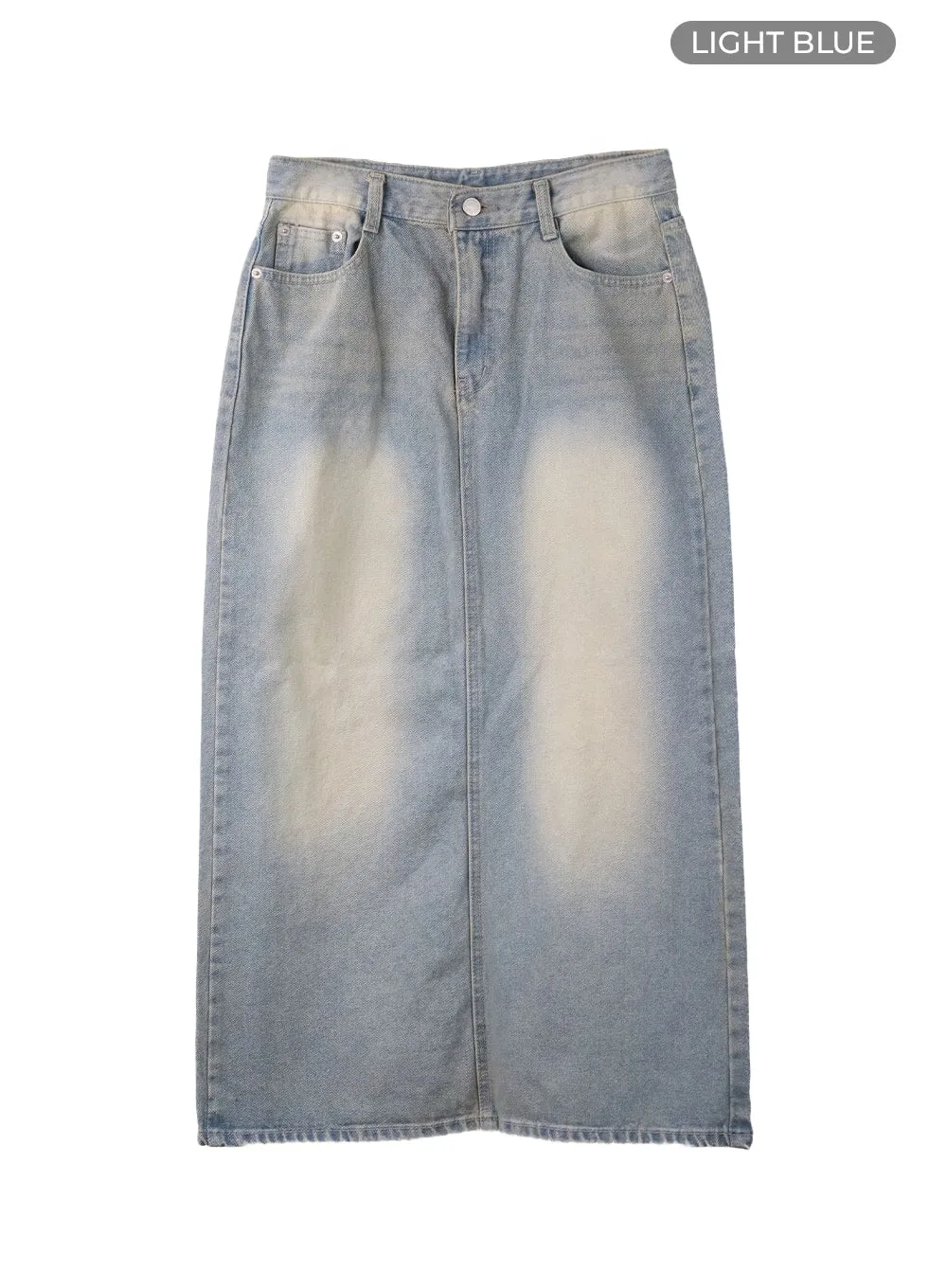 Washed Denim A-Line Maxi Skirt CF419